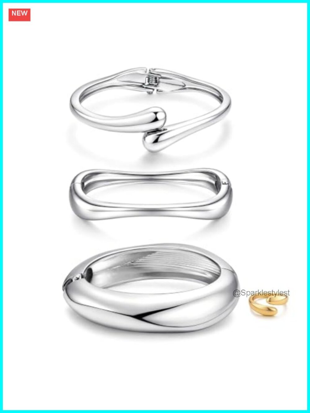 14K Gold Plated Chunky Bangle Bracelets Stackable Cuff Set Jewelry Gift